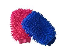 Besmelody Guantes de limpieza de casa y lavado de automóviles, guantes de microfibra para quitar el polvo del hogar, lavar y limpiar el esmalte más rápido (paquete de 2, rosa/azul)