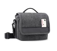 Besnfoto Bolsa pequeña para cámara, bolsa de hombro para cámara réflex digital sin espejo, impermeable, de lona, compacta, color negro y gris