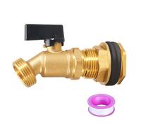 BesNPT Kit de grifo de latón para tanque de agua de barril de lluvia, entrada macho NPT de 1/2 pulgada a salida macho GHT de 3/4 pulgadas, válvula de bola de cuarto de vuelta con accesorio de mamparo