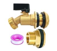 BesNPT Kit de grifo de tanque de agua de latón para barril de lluvia, entrada macho NPS de 3/4 pulgadas a salida macho GHT de 3/4 pulgadas, válvula de bola de cuarto de vuelta con accesorio de mamparo