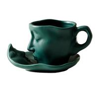 Beso cara teetassen-untertassen conjunto, beso taza de café- Minimalista hecha a mano taza de café, 100 ml de diseño de pareja de besos de cerámica, arte abstracto, taza de té, a