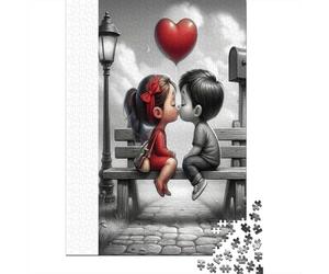 Beso de niños romántico 1000 Piezas Papel Ecológico Rompecabezas Conjunto Niños Principiantes Divertido Juego Hermosa Decoración 38x26cm/1000pcs