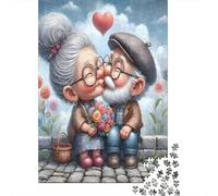 Beso de Pareja anciana 1000 Piezas Stock De Cartas Premium Rompecabezas Conjunto Amantes De La Familia Divertido Juego Alivio del Estrés Decoración De Paredes 52x38cm/1000pcs