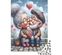 Beso de Pareja anciana Puzzle De 1000 Trozos Papel Grueso Apasionados De Los Noche De Juegos En Familia Ocio En Casa Actividad Vinculación 70x50cm/1000pcs