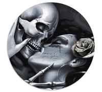 Beso Esqueleto - Arte romántico gótico 1000 Piezas Puzzle Juegos Creativos Rompecabezas Redondo Presión Reducida Juguetes Familiar Puzzle Difícil 1000pcs (67.5x67.5cm)