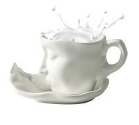 Beso juego de tazas de café, taza de café facial - Romántico Design Tea Cup - 100 ml Abstract Beso amante estéreo Face tallado Copa de café Servidor para el día de alquiler