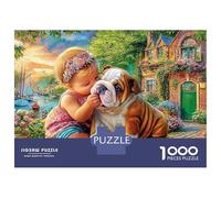 Beso lluvioso 1000 Piezas Rompecabezas Divertidos DecoracióN Familiar Perro en el jardín de fantasía Jigsaw Desafíos Difíciles para Regalo 52x38cm/1000pcs