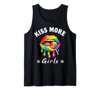 Beso Más Chicas Divertido Lesbianas Orgullo Gay LGBT Labios Arco Iris Camiseta sin Mangas