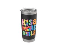 Beso Más Chicas Lesbianas Orgullo LGBT y Pareja Gay Mujeres Vaso térmico de acero inoxidable de doble pared