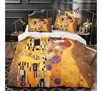 Beso romántico Funda de Edredón Cremallera Oculta Microfibra Suave 3 Piezas Diseño 3D con Fundas de Almohada Antibacteriana Art Nouveau Funda Edredon for niños Single（135x200cm）