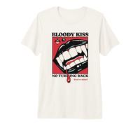 Beso Sangriento Vampiro Labios Colmillos Mordedura Oscuro Romance Goth Horror Camiseta Premium