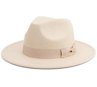 Besoogii Sombrero clásico de Fedora con hebilla de cinturón de fieltro Panamá - beige - talla única