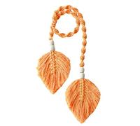 Besos de cortina genéricos - Abrazaderas de cortina hechas a mano, decoración bohemia tejida a mano, cortijas de doble hoja con cuentas de madera ajustables para sala de estar, dormitorio | R