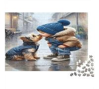 Besos de niños y Perros Puzzle 1000 Piezas De Cartón Grueso Rompecabezas DIY Anti Estrés Adultos para Juego De Cooperación como Regalo Original 38x26cm/1000pcs