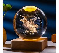 Besot Láser Grabado Zodiac Sign Crystal Ball Miniatura 3D Crystal Craft Decoration Glass Sphere decoración del hogar Accesorios Regalo (Taurus, 3.15 Inches)