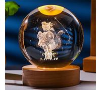 Besot Láser Grabado Zodiac Sign Crystal Ball Miniatura 3D Crystal Craft Decoration Glass Sphere decoración del hogar Accesorios Regalo (Aries, 3.15 Inches)