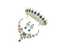 BESPORTBLE 1 Juego Accesorios de aretes de nupcial de novia verde joyería elegante Accesorios de novia fiesta collar mujer tiara para mujer joyas de boda de la femenina