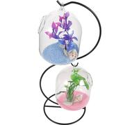 BESPORTBLE 1 Juego Acuario Colgante de para Escritorio Mini Pecera de Mesa con Soporte de Acuario Decorativo para Betta y Goldfish Estilo para Color Aleatorio Color Aleatorio