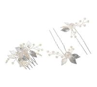 BESPORTBLE 1 Juego Conjunto De Tocados De Novia Peine Chino Palillos De Cabello Vintage Peine De Flores Para Mujer Palo De Pelo Peine Hanfu Peine y Horquilla De Novia Aleación Silver