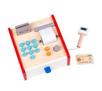 BESPORTBLE 1 Juego De Caja Registradora De Madera Juguetes De Caja Registradora Juguetes para Pequeños Dinero Falso Juego De Simulación Supermercado Juego para