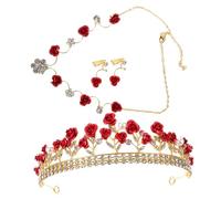 BESPORTBLE 1 Juego De Diademas Y Collar Con Forma De Para Niña Aretes Modernos Diadema Bisutería Gargantillas Accesorios Para El Cabello De Boda Aleación Roja