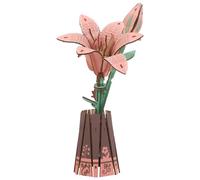 BESPORTBLE 1 Juego de Rompecabezas de Flores de Madera, Modelo de Lirio 3D, Rompecabezas de ensamblaje, construcción de bonsái, Flores Artificiales, artesanía de Madera, decoración para Bodas,