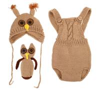 BESPORTBLE 1 juego de ropa para fotografía de bebé: disfraz de búho tejido para fotografía de recién nacido, accesorio para bebé niña y niño, gorro de animalito tejido a mano.