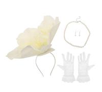 BESPORTBLE 1 juego de tocados : tocado floral para novia, boda, fiesta, banquete, graduación, tocado de moda, collar, guantes y pendientes.