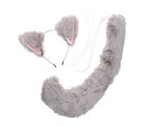 BESPORTBLE 1 Juego diadema con orejas de gato llave diadema de orejas cruz peluda Cosplay divertida tocado de fiesta tela de piel de conejo k Gris
