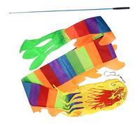 BESPORTBLE 1 Juego Gato Arco Iris Varita Juguetes Cinta De Baile Rítmico Bolas POI Cinta Girando Varita De Cinta De Gimnasia Dragón Colorido 3D Looplasso Serpentina Niño Poliéster