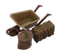 BESPORTBLE 1 Juego Herramientas de Granja Miniatura Accesorios para Paisajismo Carrito y Mini Heno Juguetes para Juego y Decoración de