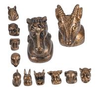 BESPORTBLE 1 Juego La Cabeza De Bronce De Los Doce Zodiacos Estatuilla De Año Nuevo Chino Decoración En Forma De Animal De Escritorio Adornos del Zodiaco Chino Minifiguras Dark Brown Resina