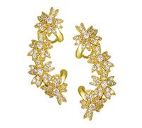 BESPORTBLE 1 Par Clips de orejas de flores Pendientes de cartílago sin perforación Pendientes de clip para mujer alrededor de pendientes puños de arete pendiente de boda aleación Golden