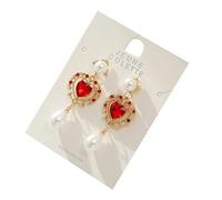 BESPORTBLE 1 Par Pendientes de amor de amor pendientes rojos gotas para los oídos de moda Pendientes de mujeres