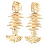 BESPORTBLE 1 Par Pendientes De Huesos De Pescado Pendiente Cuelga Aretes De Oro Gotas Para Los Oídos Para Las Mujeres Pendientes De Oro Para Mujer Cuelgan Aleación Dorado