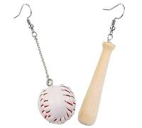 BESPORTBLE 1 Par Pendientes de murciélagos de béisbol fiesta earrings bate de pelota bate de béisbol pendientes de béisbol primero aretes colgantes deportivos joyería deportiva Metal
