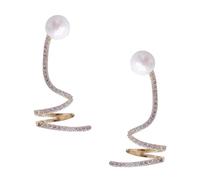 BESPORTBLE 1 Par Pendientes de perlas pendientes de puños de oreja manguito de oreja de de imitación pendientes para niñas Pendientes de moda para mujeres perla (plástico) Dorado