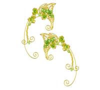 BESPORTBLE 1 Par Pendientes Verdes Retro Acortar Pendientes Llamativos Aretes Para Mujer Orejeras No Perforantes Manguitos De Hadas Puños De Arete Pendientes De Puño Para Mujer Aleación