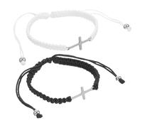 BESPORTBLE 1 Par Pulsera Tejida Cruz Plata Favores De Fiesta Cadena De Muñeca De Niñas Pulsera Con Cordón Pulseras De La Amistad De Las Niñas Brazalete Decorativo Cuerda Trenzada