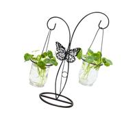 BESPORTBLE 1 Pc Artesanías De Hierro Jarrones De Propagación para Plantas Burbuja Tubos Florero Claro Agua Autorriego Caldero Colgado Suculentas Regadera Jarrón De Un Solo Tallo Tanque Black