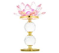 BESPORTBLE 1 Pc Candelero Candelabro De Pilar Candelabro Sencillo Cristal Flor De Loto Candelabro De Centro De Mesa Budista Decorativa Candelabros De Loto De Cristal Vidrio Vela Bien