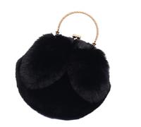 BESPORTBLE 1 Pieza Bolsa de clip de oreja de conejo bolsos de hombro casuales esponjosos noche bolsa crossbody con pelo para damas bandolera bolsa de felpa con cadena bolsa de cadena Negro