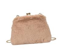 BESPORTBLE 1 Pieza Bolsa de mujeres de la cadena de felpa bolsos de las señoras bolso de hombro de peluche falso noche pelo bolsos pequeños mujer dama para bandolera bolsa de hombro PU Caqui