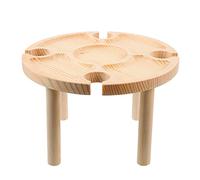 BESPORTBLE 1 Pieza Mesa Aperitivos Friends Ordenador portstil Picnic Table portàtils lapto bastidores Organizador de Bebidas para Nevera Doble Porta Vino Escritorio de Servicio Redondo Madera