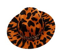 BESPORTBLE 1 Pieza Sombrero de top de estampado de leopardo borde departamento sombrero de fiesta sombrero de decoración de jazz sombrero fedora de fiesta sintió Khaki