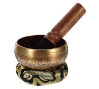 BESPORTBLE 1 Set Cuenco Tibetano Hecho a Mano Palo y Tapete, Resonancia Terapéutica para Yoga y Meditación Color Aleatorio