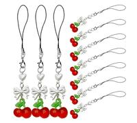 BESPORTBLE 10 colgantes para móvil - Lindo cordón para celular con colgante de cereza y lazo, colorido soporte floral para teléfono móvil para mujeres y niñas