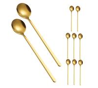 BESPORTBLE 10 Cucharas de Café de Acero Inoxidable Mango Largo Cucharas para Helado y Postre de Metal Tamaño 17 CM Color Titanio Multiusos para Cocina y Té