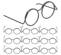 BESPORTBLE 10 Gafas De MuñEca Mini MetáLicas Sin Lentes Accesorios Para Vestir MuñEcas Decorativas Diy TamañO PequeñO 2.24X1.88X0.86In