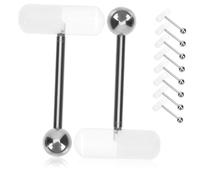 BESPORTBLE 10 Piezas Anillo De Lengua De Acero Inoxidable Lengua Uñas Joyería De La Lengua Pasador De Lengua Joyas Perforantes Piercings Joyería Uña Lengua Retenedor De Perforación Acrílico